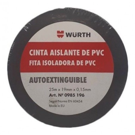 CINTA AISLANTE NEGRA PVC 19 MM.X25 M. WURTH