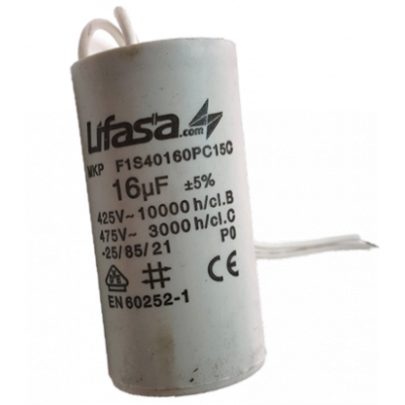 CONDENSADOR 16 uf MOTOR ESPA SILEN TERMINAL CABLE REF. 21000004 LIFASA